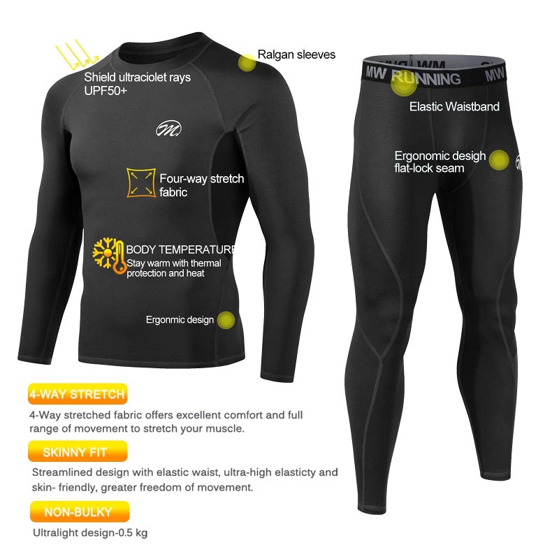 MEETWEE Thermal Underwear for Men, Winter Base Layer Set Tops & Long Johns Winter Ski Cold Weather Gear for Heat Retention - Image 2